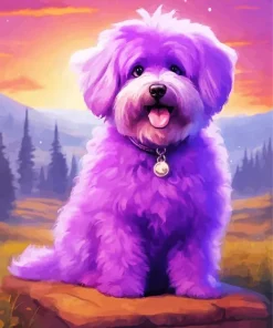 Purple Bichon Frise Diamond Painting