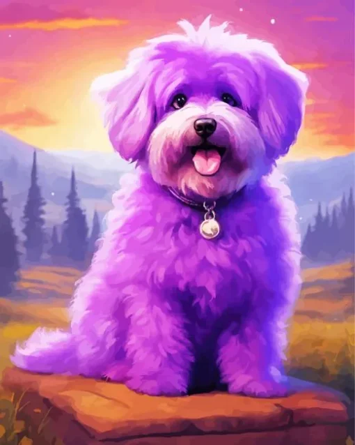 Purple Bichon Frise Diamond Painting