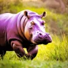 Purple Hippo Running Diamond Painting