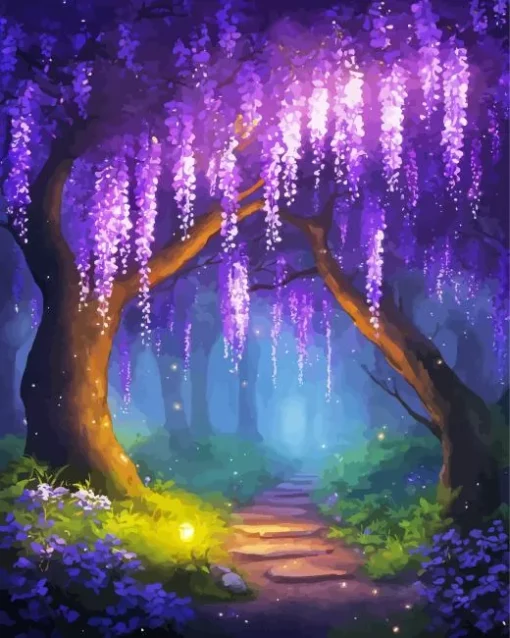 Purple Wisteria Tree Diamond Painting