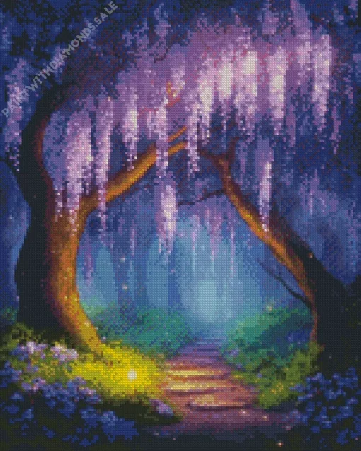 Purple Wisteria Tree Diamond Painting