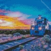 Purple Sky And Train Diamond Painting