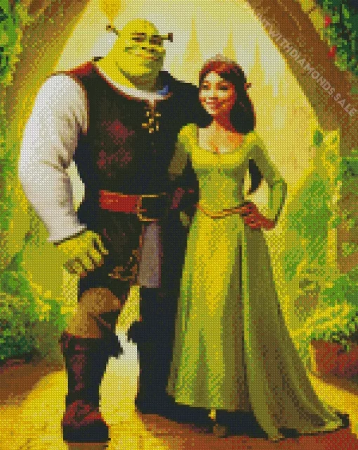 Realistic Shrek And Fiona Diamond Painting