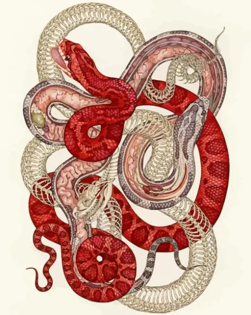 Red And White Snakes Diamond Painting