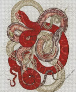 Red And White Snakes Diamond Painting