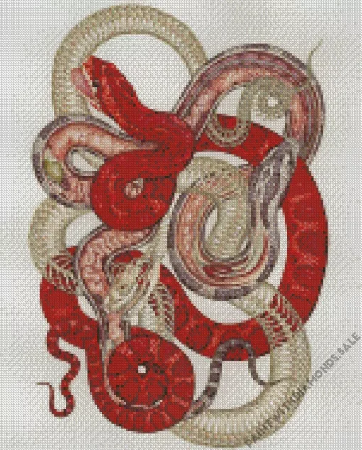 Red And White Snakes Diamond Painting