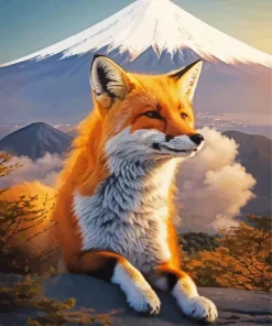 Red Fox In Mount Fuji Diamond Painting