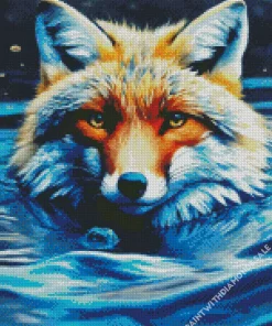 Red Fox In Water Diamond Painting