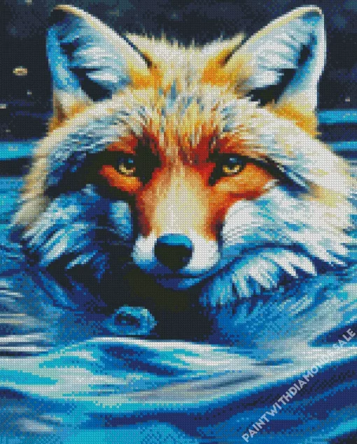 Red Fox In Water Diamond Painting