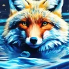 Red Fox In Water Diamond Painting