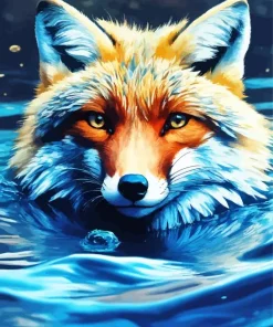 Red Fox In Water Diamond Painting