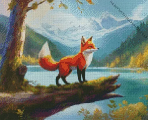 Red Fox With A Lake Diamond Painting