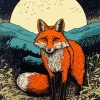 Red Fox With Full Moon Diamond Painting