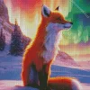 Red Fox With Northen Lights Diamond Painting