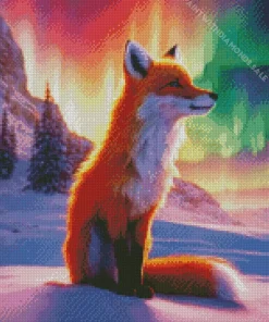 Red Fox With Northen Lights Diamond Painting