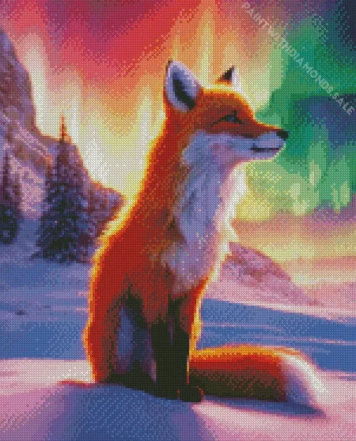 Red Fox With Northen Lights Diamond Painting