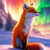 Red Fox With Northen Lights Diamond Painting