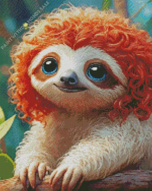 Red Haired Sloth Diamond Painting