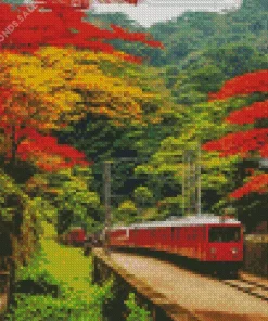 Red Train Diamond Painting