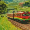 Red Train In Nature Diamond Painting