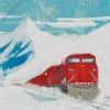 Red Train In Snow Diamond Painting