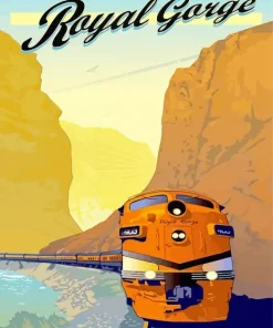 Retro Train Poster Diamond Painting