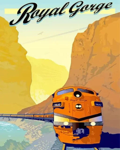 Retro Train Poster Diamond Painting