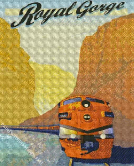 Retro Train Poster Diamond Painting