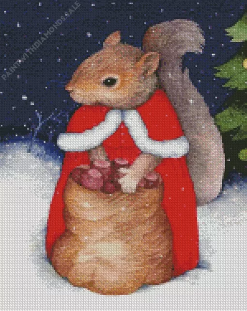 Santa Squirrel Diamond Painting