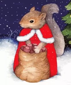 Santa Squirrel Diamond Painting