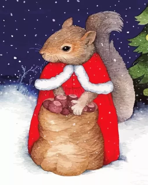 Santa Squirrel Diamond Painting