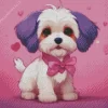 Shih Tzu Puppy With Purple Ears Diamond Painting