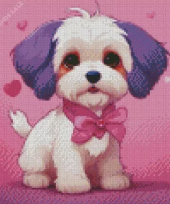 Shih Tzu Puppy With Purple Ears Diamond Painting