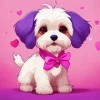 Shih Tzu Puppy With Purple Ears Diamond Painting