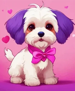 Shih Tzu Puppy With Purple Ears Diamond Painting