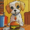 Shih Tzu With Burger Diamond Painting