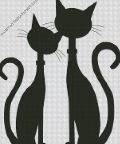 Silhouette Two Black Cats Diamond Painting