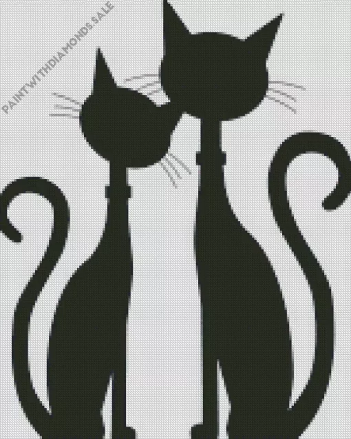 Silhouette Two Black Cats Diamond Painting