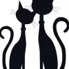 Silhouette Two Black Cats Diamond Painting