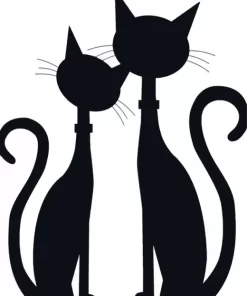 Silhouette Two Black Cats Diamond Painting