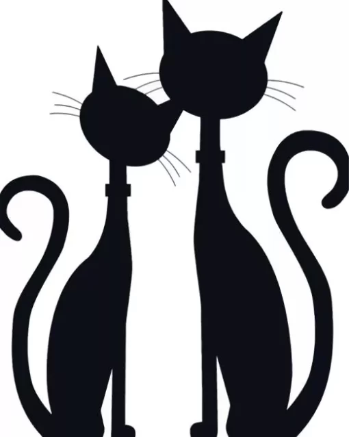 Silhouette Two Black Cats Diamond Painting