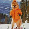 Skiing Pomeranian Diamond Painting