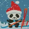 Skiing Panda Diamond Painting