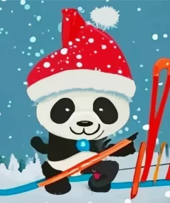 Skiing Panda Diamond Painting