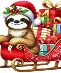 Sloth With Christmas Gifts Diamond Painting