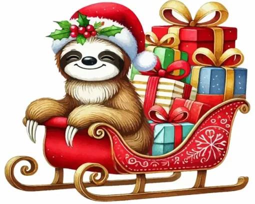 Sloth With Christmas Gifts Diamond Painting