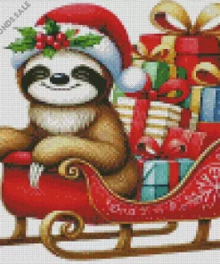 Sloth With Christmas Gifts Diamond Painting