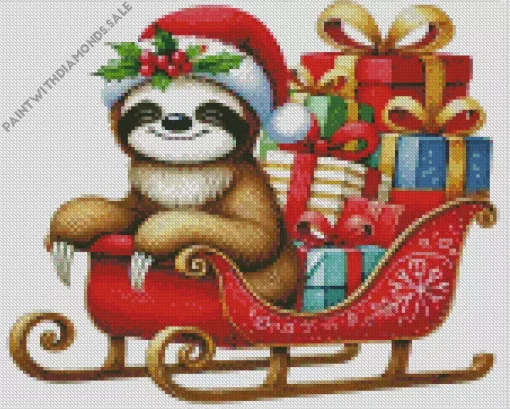 Sloth With Christmas Gifts Diamond Painting