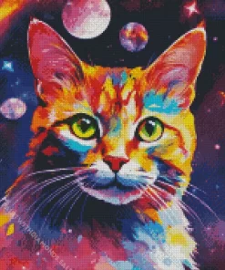 Space Colorful Cat Diamond Painting