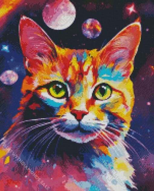 Space Colorful Cat Diamond Painting